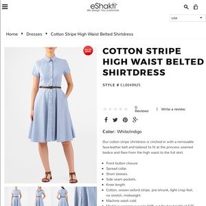 eShakti Cotton Shirt Dress Size 14